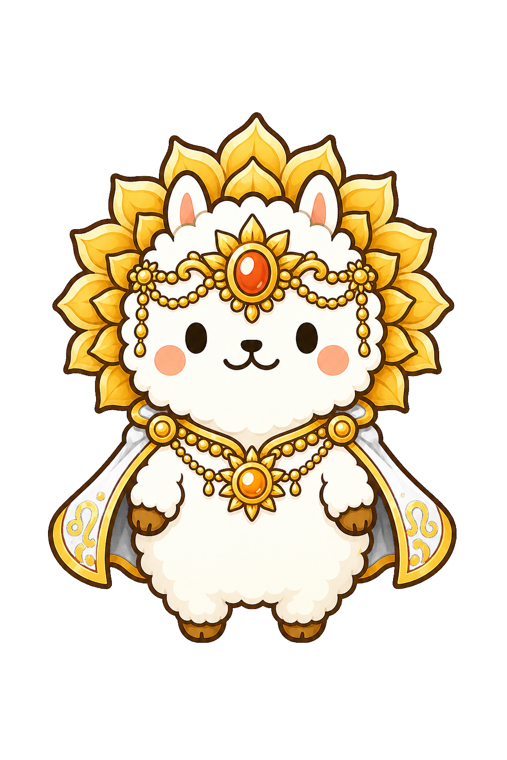 レオが花畑の手前で胸を張っている