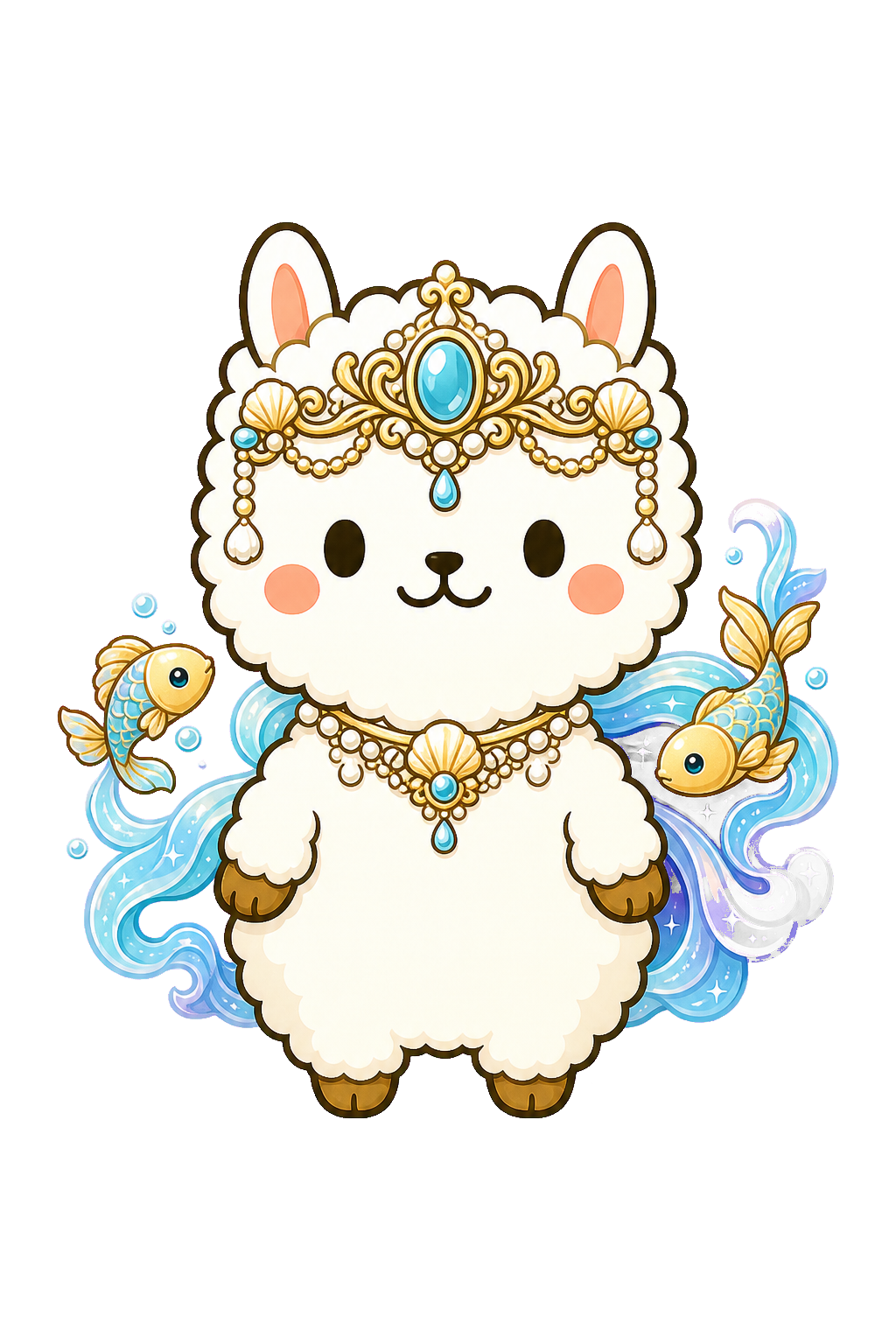 ピシェが花畑で夢見るように立っている